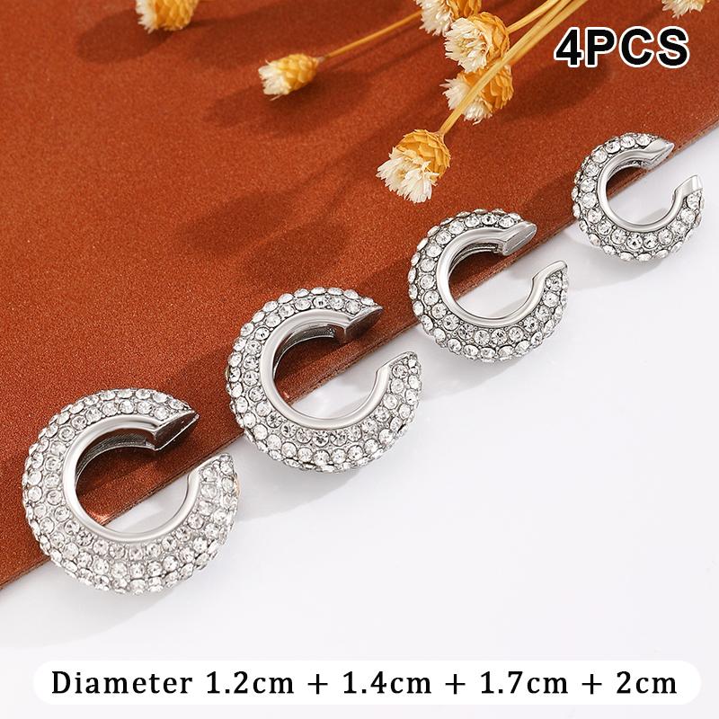 1/4/8Pcs C Shape Round Cartilage Clip Earrings For Women Luxury  Fake No Pierced Geometric Ear Cuff Jewelry