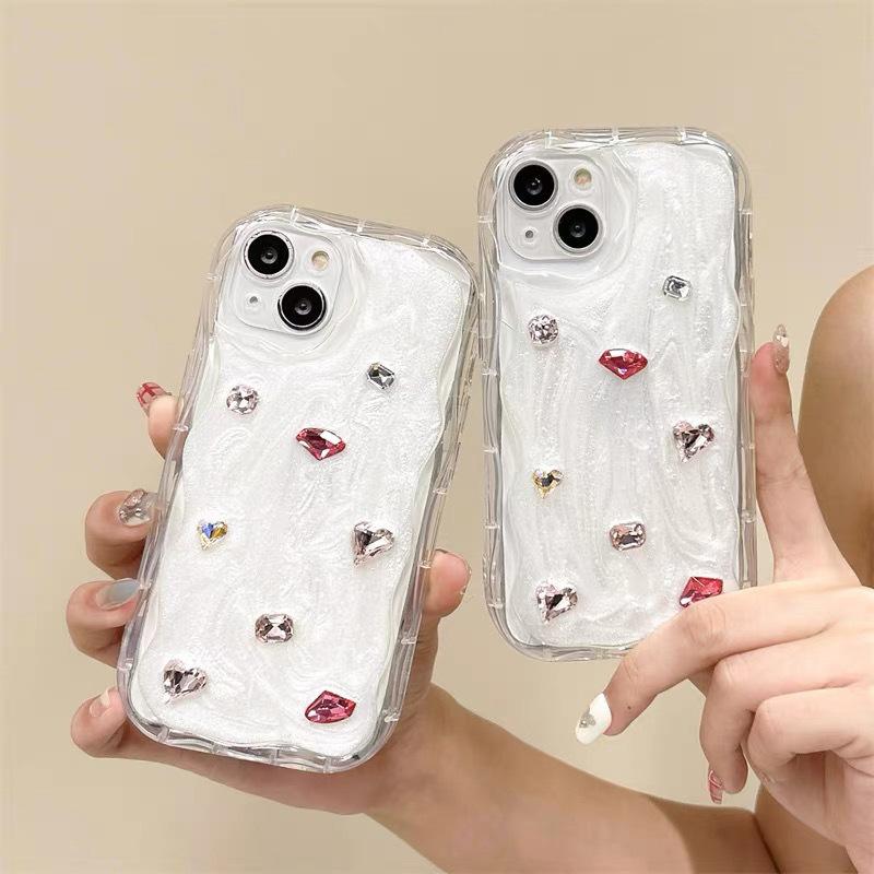 For IPhone 16 Rhinestone Gem Phone Case for IPhone 17 Precision Hole Anti-fall Airbag Thickened Epoxy 14Promax