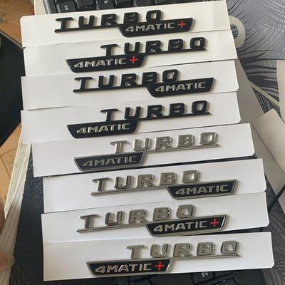 Emblème de lettres plates pour TURBO 4MATIC + rouge Plus, Badge autocollant de style de voiture Turbo Supercharge, police 2016 – 2019