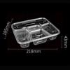 Tongyuan 1100ml 5-Compartment Disposable Food Containers with Lids