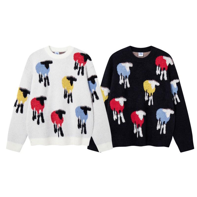 Magic Bear American Retro Of Sheep Jacquard Thick Knit Sweater Teen Boys