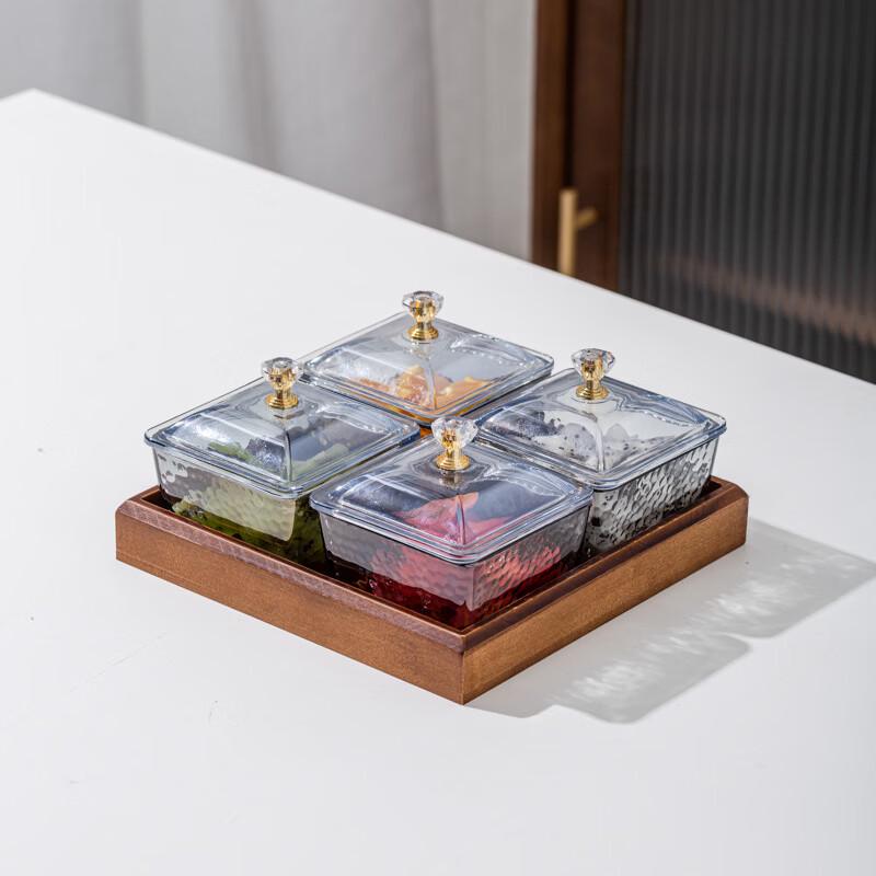 

Hammered Glass Snack & Fruit Platter Set