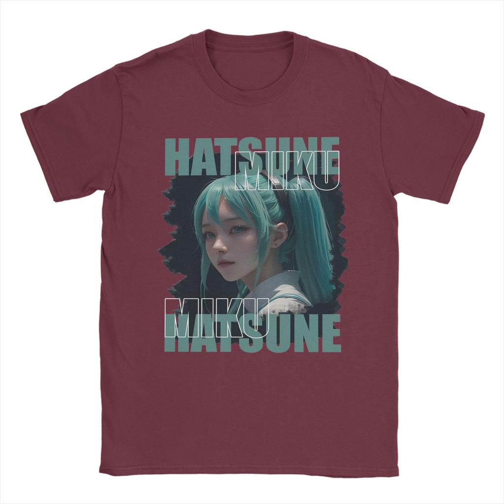 Fashion Anime Hatsunes Mikus Tshirts Men 100%Cotton Short Sleeve Round Neck Summer Clothes