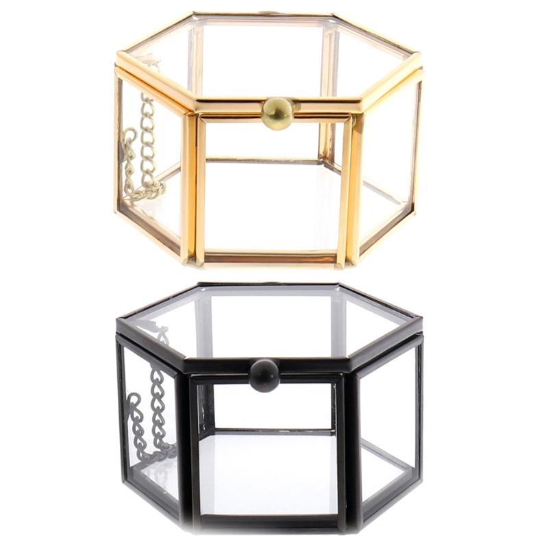 Geometrical Clear Glass Jewelry Box Jewelry Organize Holder Rings Box Necklaces Bracelets Earrings Jewelry Accessories