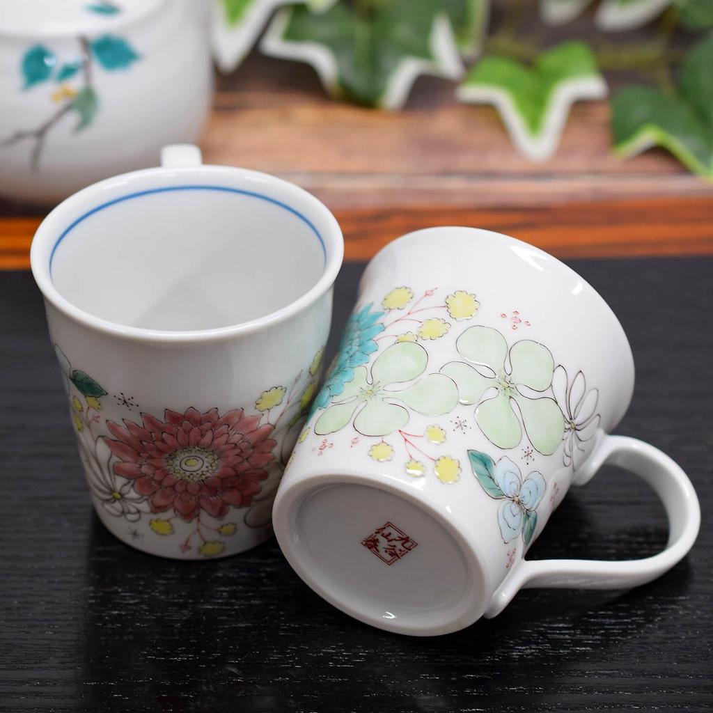 Waza no Kura Stylish Mug Pair Set Kutani Ware Hanahana Pottery Luxury Brand Tableware Made in Japan
