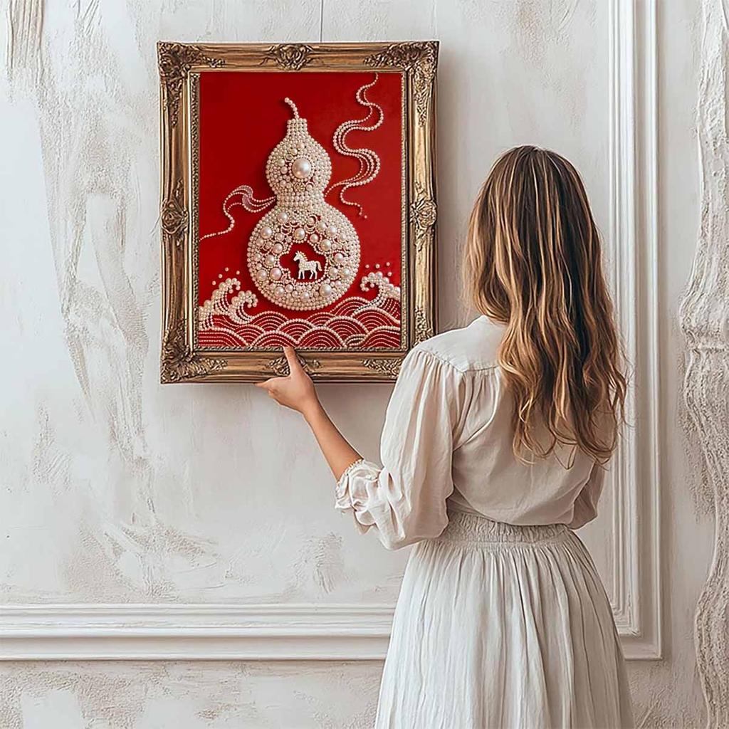 DIY Gourd Pearl Art Painting for Home Wall Decor Pearl Gem Paintings Picture Arts Craft  for Adults/Beginners Gift Idea Home Decor Without Frame