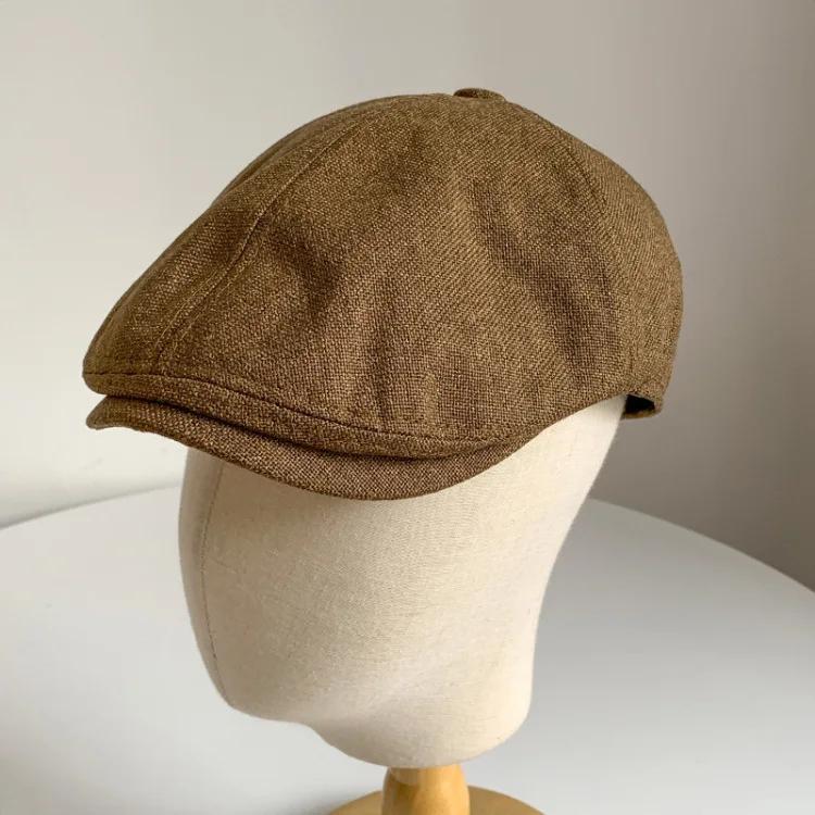 

Oohmy-Women s Cotton and Linen Beret, Newsboy Cap, Vintage, Y2K, Breathable, Summer, Spring, Autumn Hat, Korean Style, Brand коричневый