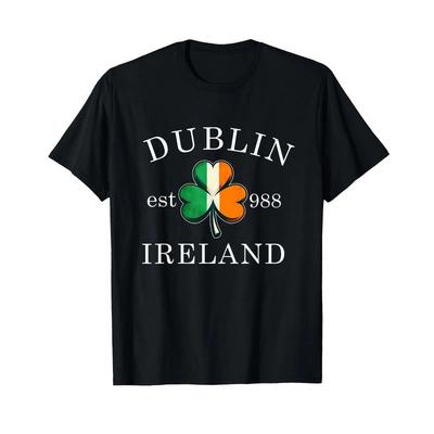 Kleeblatt St. Patrick's Day Dublin Irland Gegr. 988 Irisches T-Shirt vintage Gewaschen Unisex Oberteil Für Den Alltag Leicht