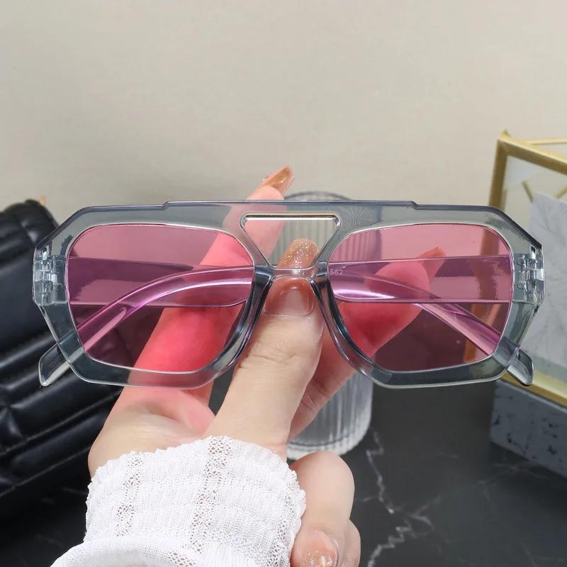 Nowe Vintage Kwadratowe Okulary Przeciwsłoneczne Moda Kobiety Mężczyźni Podwójne Mostki Okulary Damskie Szykowne Wielokątne Okulary Przeciwsłoneczne Odcienie Leoparda Okulary