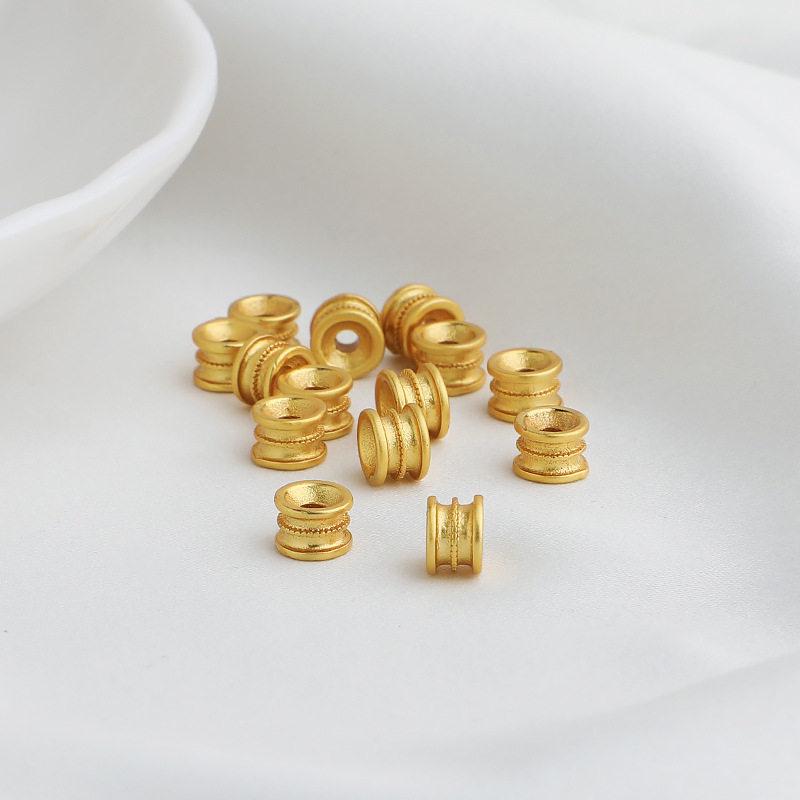 Pískové pozlacené drážkované korálky do válečku 4x6mm: Korálky pro rozestup pasových bubínků pro DIY ručně vyráběné korálkovací projekty