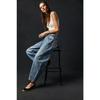 New Women's Vintage Washed Wide Leg Jeans, Mid-Low Rise Loose Fit Denim Pants, Retro Fashion Casual Trousers for Daily Wear