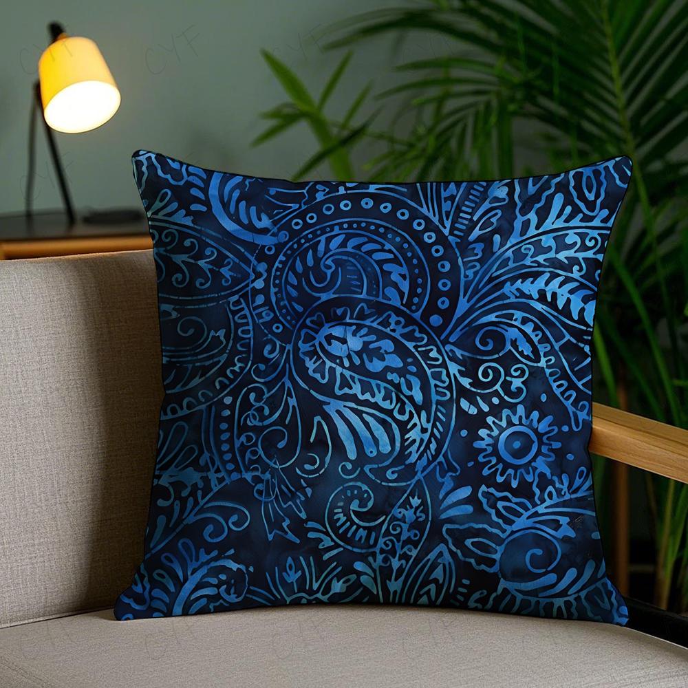 Indonesia B-Batik Design Pillow Case Anti-Dustmite Pillowcase Invisible Zipper Silky Short Plush Sofa Cushion Cover