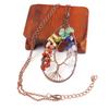 Ancient Red Copper Winding Natural Stone Crystal Water Drop Shaped Tree Of Life Necklace Colorful Stone Pendant N29