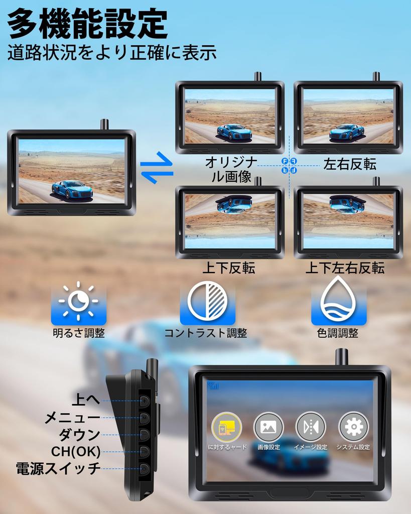 AHD Rückfahrkamera Monitor 1080P Super Nacht Kein Bild IP69 DIY Mehrere Ständer enthalten [2025 Drahtlos] 5-Zoll Set, Drahtlos, Sicht, Latenz,