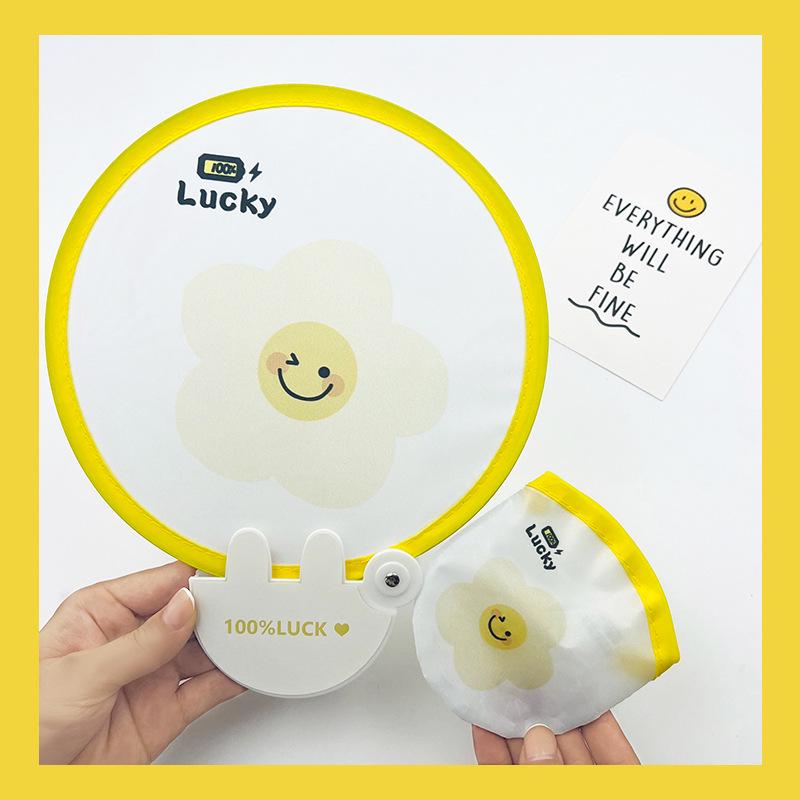 Cartoon Smiley Face Summer Folding Mini Fan with Logo