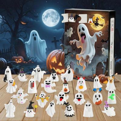 Halloween Advent Calendar 2025 24 Day Countdown Calendar with 24 Pcs Collectible Ghost/Gnome Dolls for Kids Teens