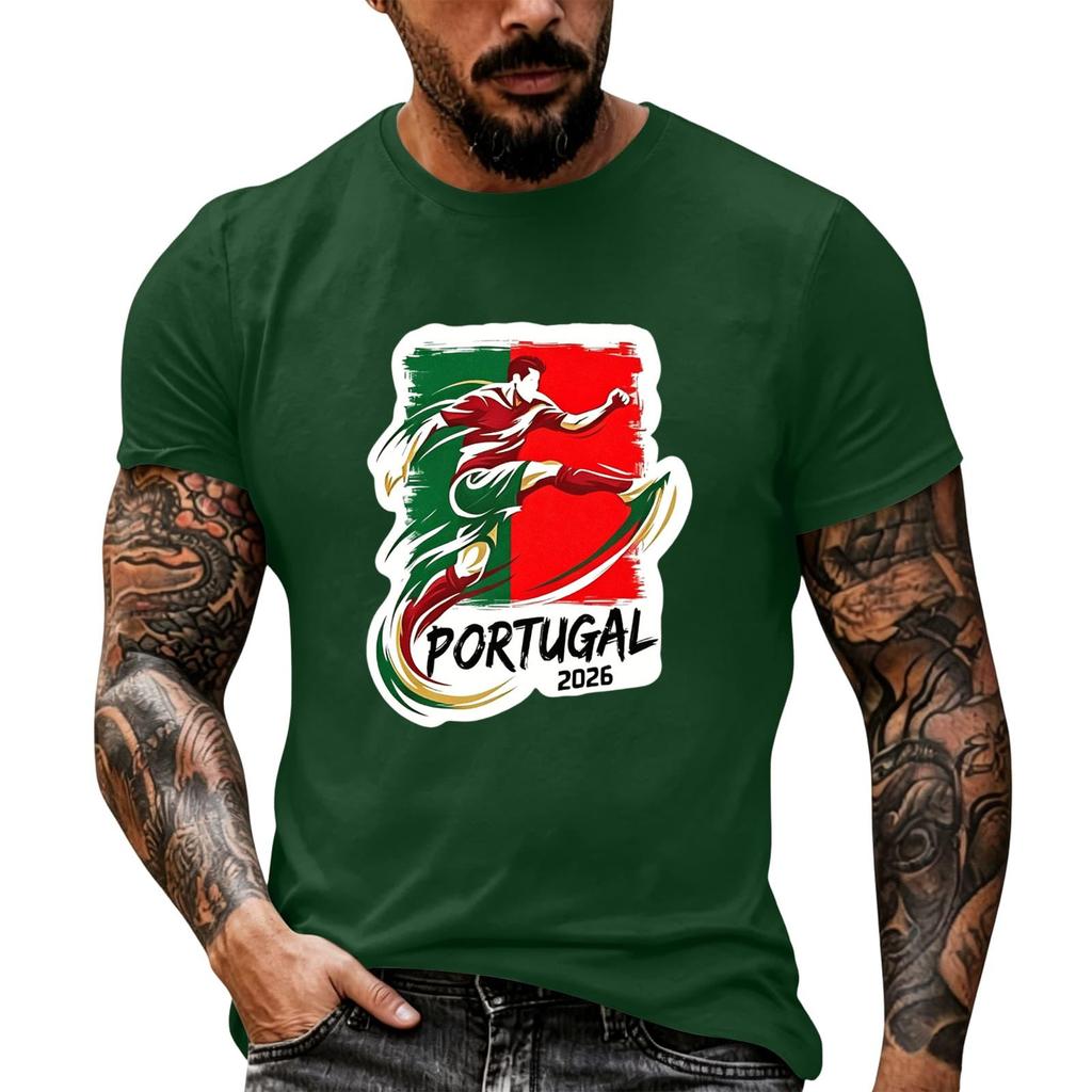 Men's Short Sleeve Crew Neck T-Shirt Soccer Graphic Print Casual Fit Lightweight Soft Fabric Comfortable Wear