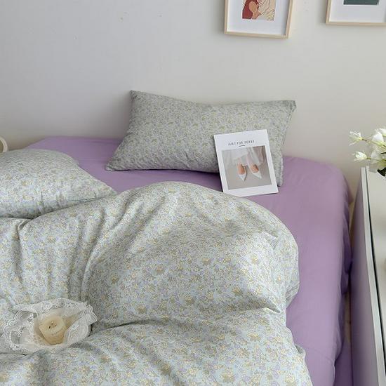 Duo Xi Ai Mei Double-Layer Cotton 4-Piece Bedding Set: Bed Sheet & Quilt Cover