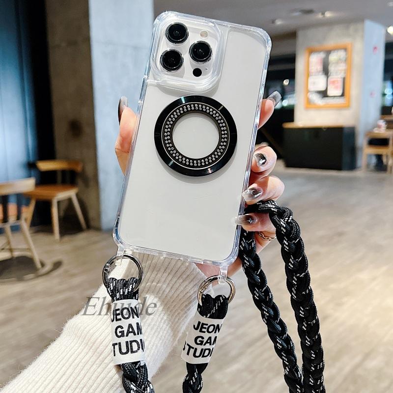 

Strap Wireless Case For iPhone 17 16 14 15 13 12 11 Pro Max Mini XS X Crossbody Lanyard Shockproof Clear Acrylic Magnetic Cover For iPhone 13 mini&Case & Strap