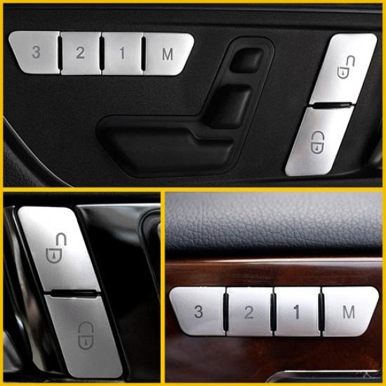 Silver Inner Door Lock Button Switch Cover Trims For Benz E Class W212 2010-2015