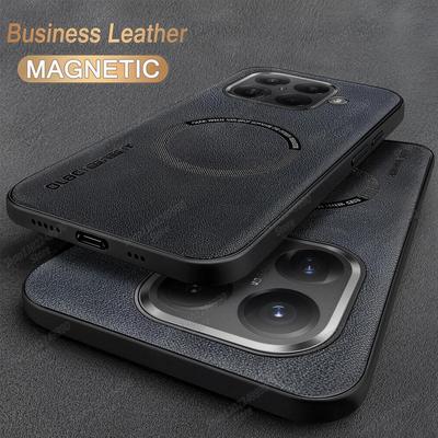 Business Leder Handyhülle für Xiaomi 15T Pro 14T 13T 12T 11T 10T 12S Ultra 17 Pro Max für Magsafe Kabelloses Ladecover