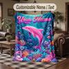 Mermaid Theme Throw Blanket Custom Name Text Personalized Blanket Soft Cozy Blanket for Home Sofa Bed