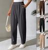 Women's Corduroy Elastic Waist Wide-Leg Pants, Solid Color, Comfortable Casual Loose Fit for Autumn and Winter 2025.