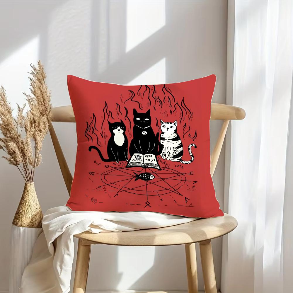 Wizard Cat Cushion Cover Soft Plush Throw Pillow Cover | Double-Sided Decorative Cushion Case | Sofa Bedroom Home Decor