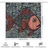 Vibrant Fish Shower Curtain Modern Bathroom Decor With Waves Pattern Perfect For Bathrooms Vanities Black Orange Red Fabric Prin