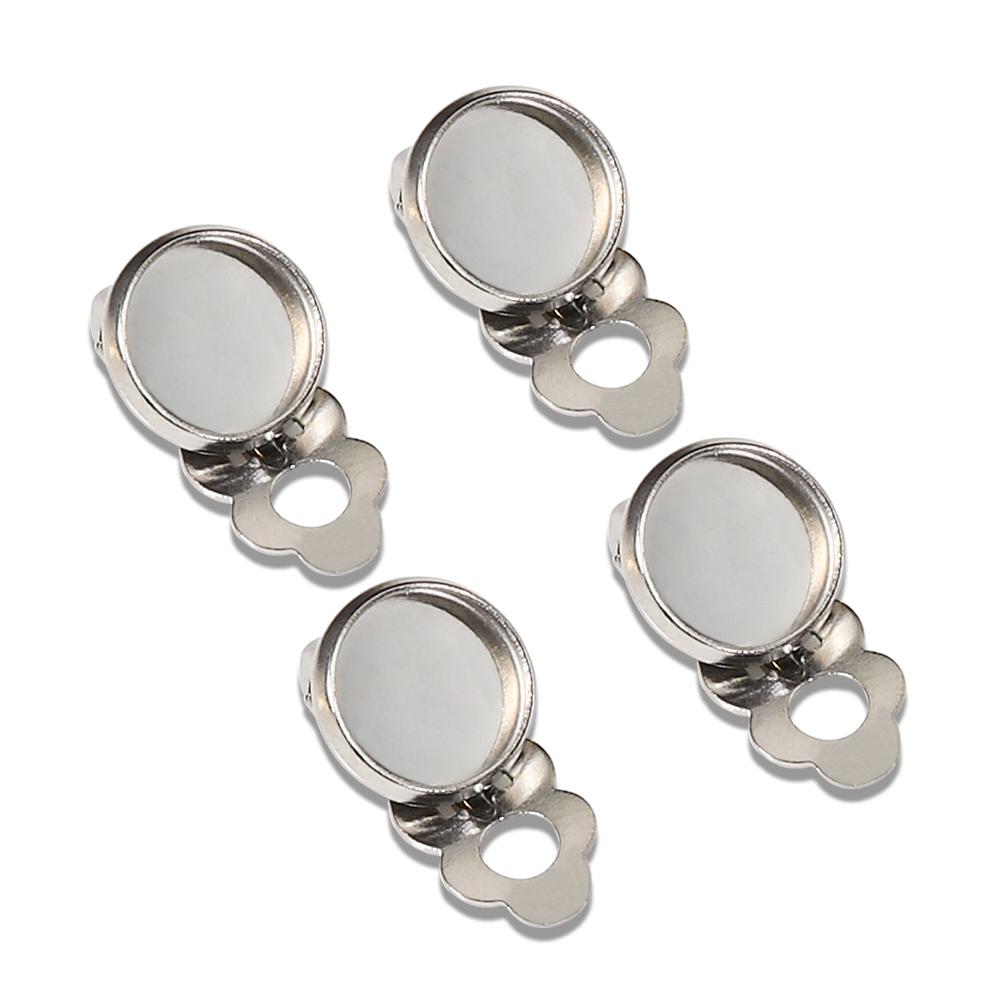 

10pcs Stainless Steel Ear Clips Earrings Gold Color Blank Base Glass Cabochons Tray Cameo Base for Earrings Jewelry Making DIY Inner 8mm