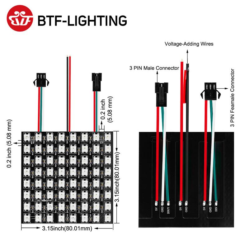 

WS2812B RGB светодиодная пиксельная панель 62 светодиода WS2812B ECO 64 светодиода 256 светодиодов 8x8 16x16 8x32 Цифровой экран с индивидуальной адресацией 5 В
