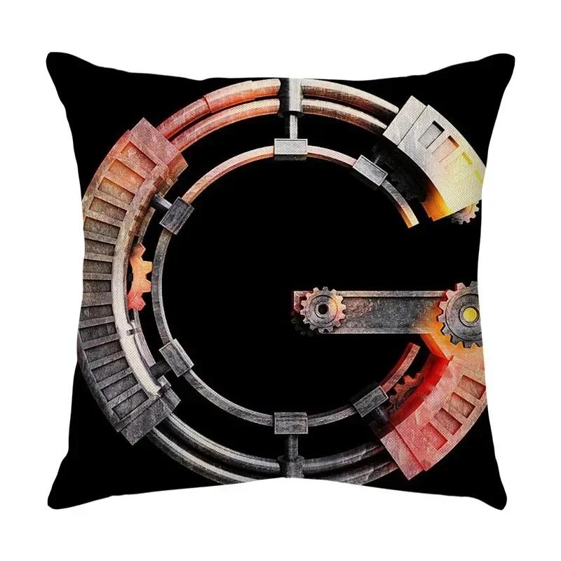 Luxury Home Decor Pillow Cover Car Living Room Sofa Cushion Cover Mechanical Style Letter Pattern Cushion Cover