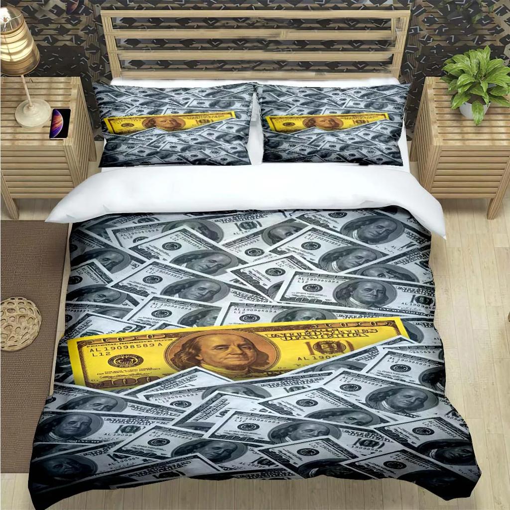 Modische 3D Lustige Geld Dollar Druck Bettwäsche Sets Bettwaren Set Bettbezug Bettdecke Set Bettwäsche Set Luxuriöses Geschenk