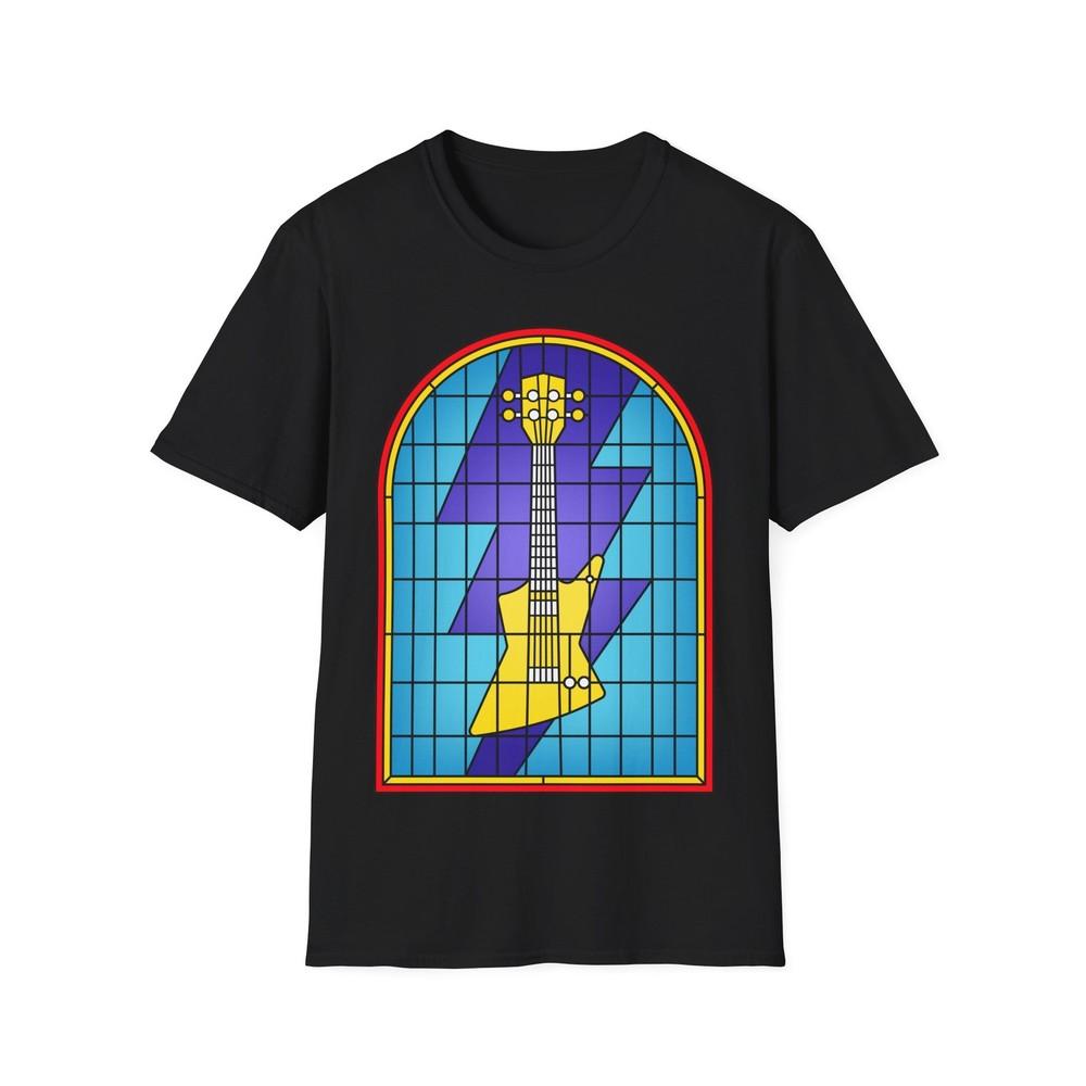 

Stained Glass Guitar T-Shirt, Rock Music Fan Gift, Music Graphic Tee 2XL
