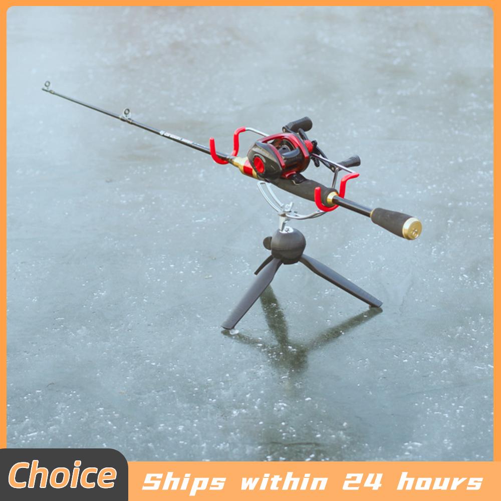 Portable Ice Fishing Rod Holder Easily Installation Double-Head Fish Pole Holder Adjustable Angle Fishing Rod Pole Holder