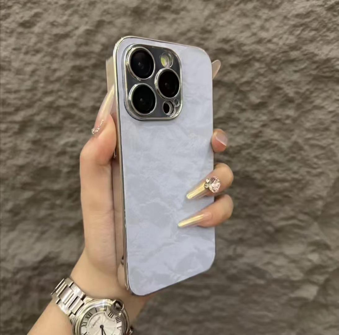 

iPhone 17 Pro Max Snow Mountain Design Velvet Case with Electroplated Edges & Apple 16 Lens Protective Film iPhone 16