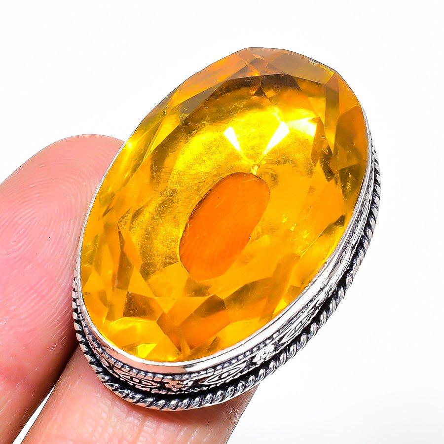 

Citrine Handmade 925 Sterling Silver Jewelry Ring Size 8 g2H72