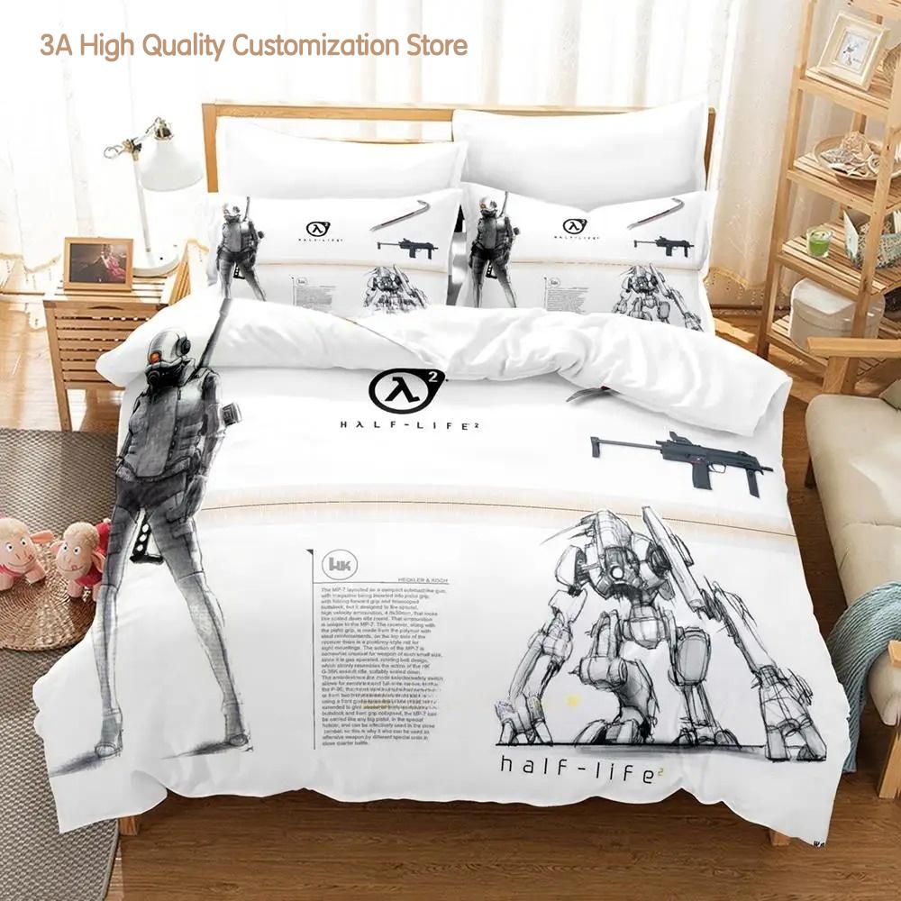 

Comforter Game Half Life Bedding Set Single Twin Full Queen King Size Bed Set Adult Boys Bedroom s Anime Bed Comforter (quilt)-EU Single(135*200cm)3pcs