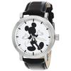 Disney Mens Japan-made Quartz Watch Leather Strap Black Model WDS000691 Wristwatch.