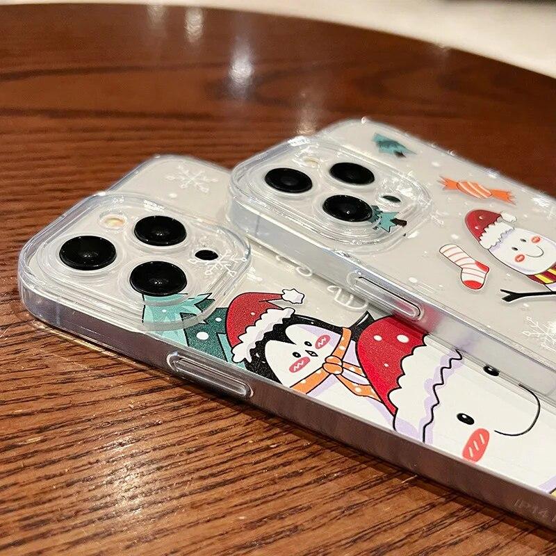 TPU Christmas Gift Transparency Phone Case For iPhone 15 Pro Max 14 13 12 11 Angel-Eyes 15 Shockproof Silicone Soft Back Cover