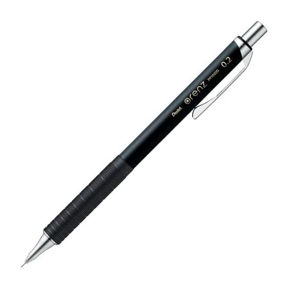 Pentel Orenz Metal Grip 0.2mm Mechanical Pencil, Black, XPP1002G2-A, Refined Knurled Grip, Unbreakable Lead