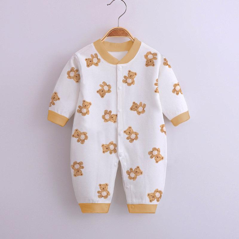 Baby Long Sleeve Romper - Spring/Autumn, Printed Combed Cotton Pajamas for Newborns, Infant Wear
