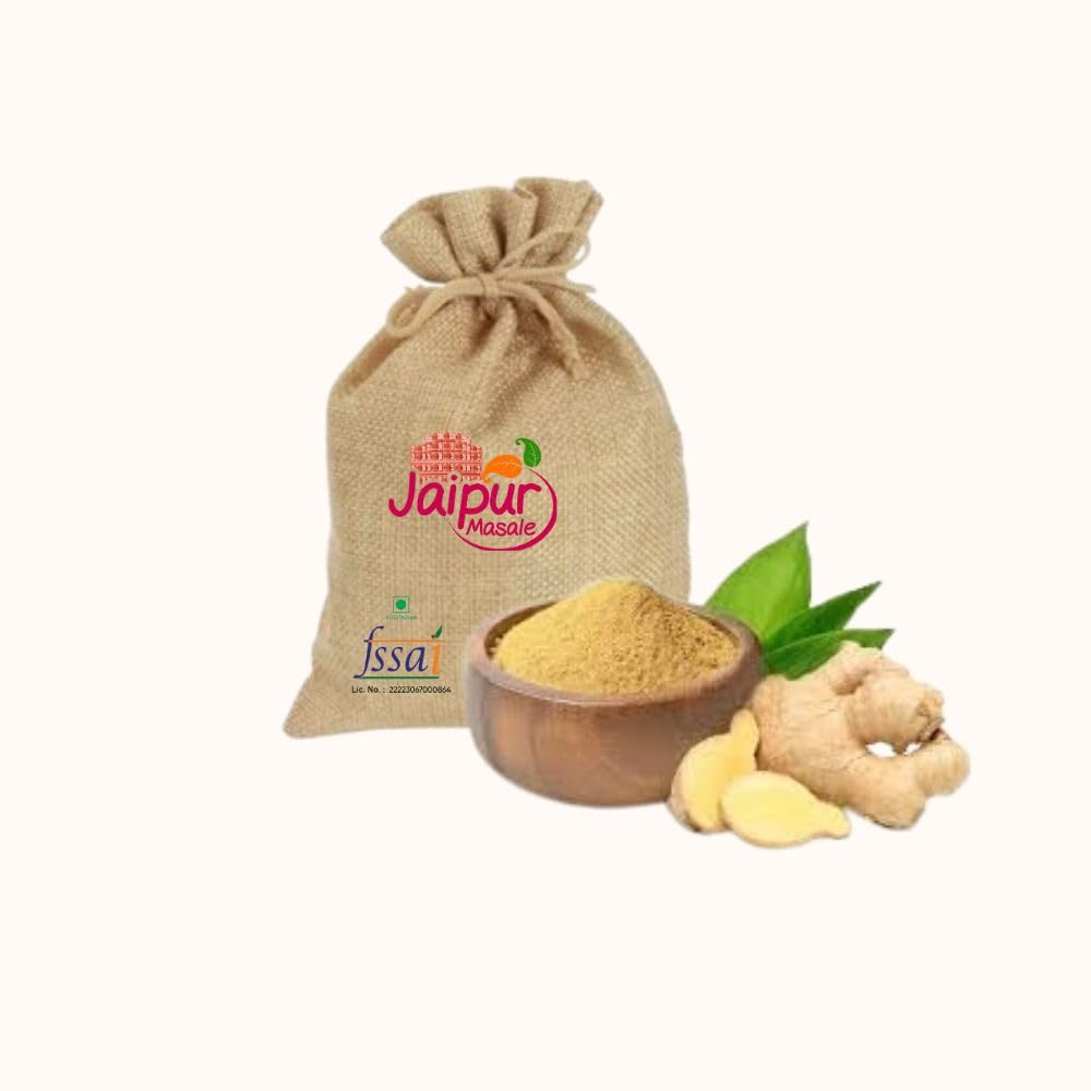 

JAIPUR MASALE Natural Premium Ginger Powder| Dry Ginger Powder Saunth Owdee | Adrak Powder for Cooking Baking & Tea (450 Gram) with Jute Ba