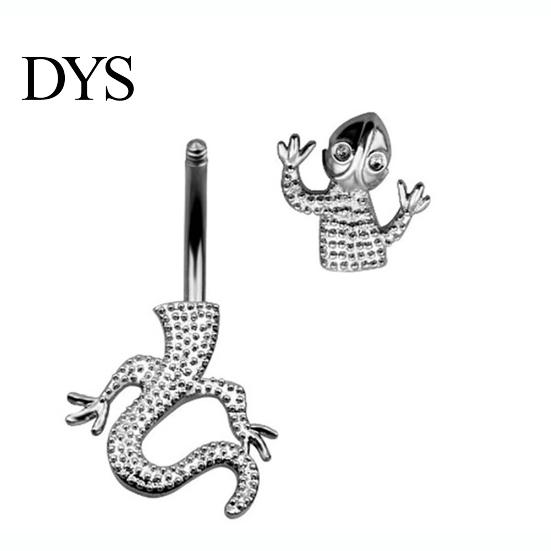 Women Trendy Rhinestone Gecko Navel Bar Belly Ring Body Piercing Jewelry Gift