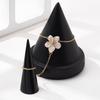 Trendiges Elegantes Blume Handkette Metalltextur Dünne Kette Fingerring Armband Zierlicher Handschmuck Damenschmuck Zubehör