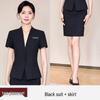 Women's Blue Short-Sleeve Professional Suit Set for Hotel Manager or Receptionist - Spring/Summer Formal Workwear