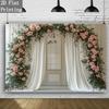 2D Elegant Pink Flower Curtain Backdrop for Birthday & Event Decoration