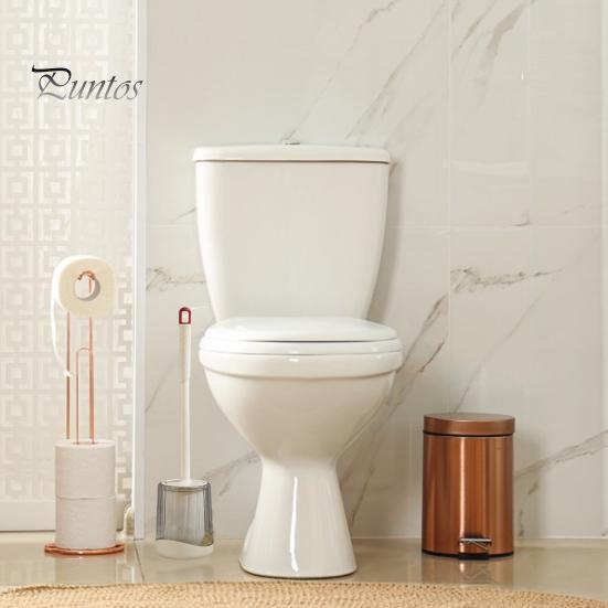 Cepillo de Inodoro con Soporte Plástico Cepillos de Inodoro de Baño Cabezal de Cepillo Fino Mango Extendido Montable en Pared Cepillo para Taza de Inodoro