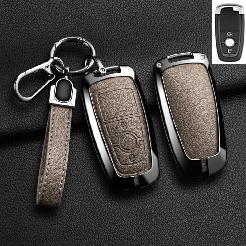 Zinc Alloy Leather For Lincoln Corsair Nautilus Aviator Navigator Continental Car Key Case Shell Keychain Keyring Car Key Cover