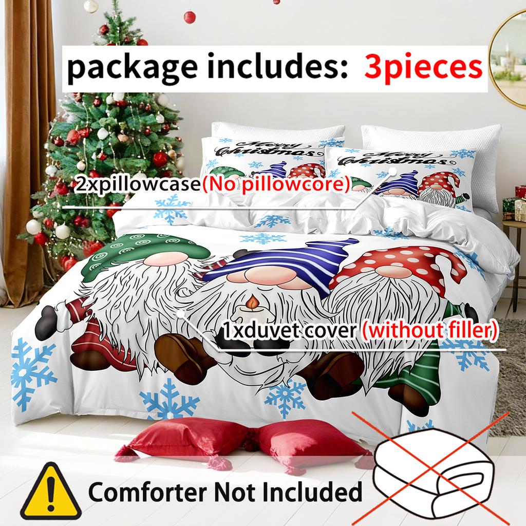 Comforter 3Pcs/Set Christmas Reindeer Snowman Bedding Set Includes 1 And 2 S Soft And Skin-Friendly